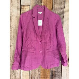J. Jill Love Linen Blazer Wild Orchid Pink Linen Jacket Summer Small Petite NWT